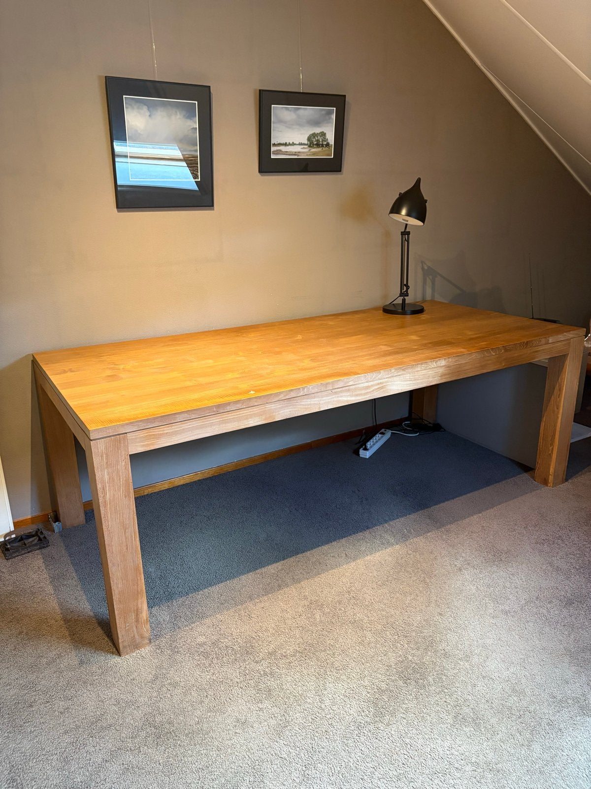 Massief beuken eettafel - 220x100x78 cm, Huis en Inrichting, Tafels | Eettafels, Ophalen, Gebruikt, 100 tot 150 cm, 200 cm of meer