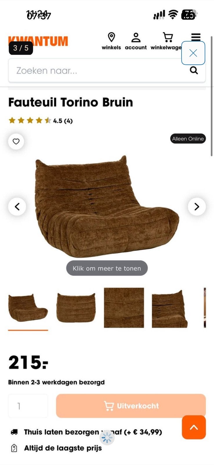 Fauteuil Torino Kwantum NIEUW, Ophalen, Nieuw