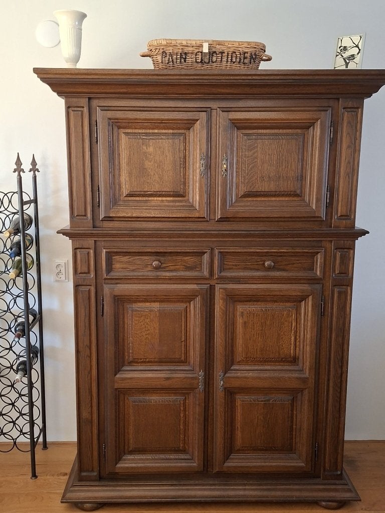 Massief eiken kast, Ophalen, Gebruikt, 100 tot 150 cm, Klassiek