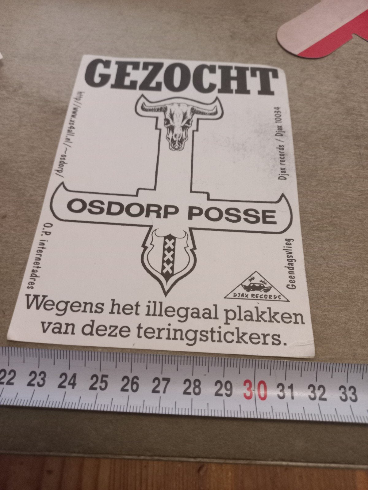 Gezocht Osdorp Posse sticker - Djax Records, Verzamelen, Ophalen of Verzenden, Gebruikt, Overige typen
