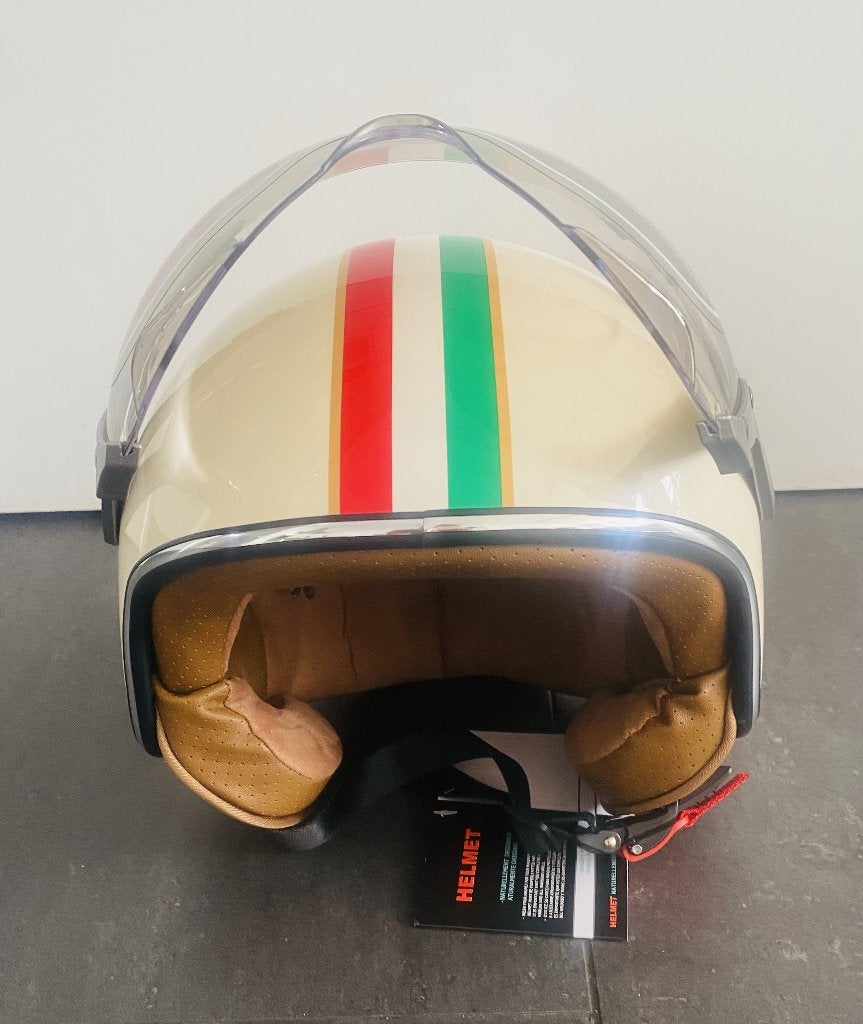 Nieuwe retro jethelm Vespa crème wit Italiaans – maat XL, Ophalen of Verzenden, Nieuw, Extra large of groter, Overige merken