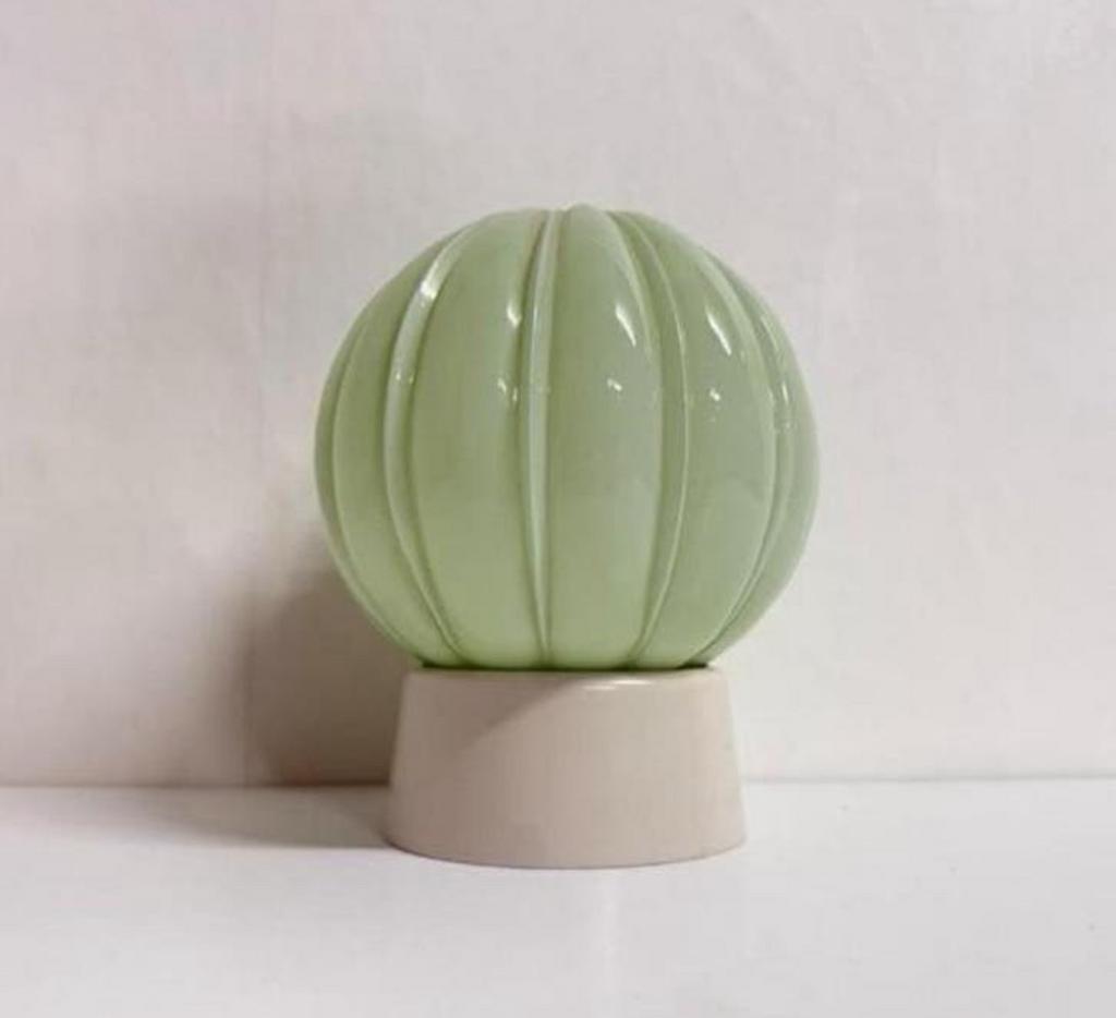 Vintage Art deco Thabur lamp plafondlamp groene parel, Ophalen of Verzenden, Zo goed als nieuw, Glas