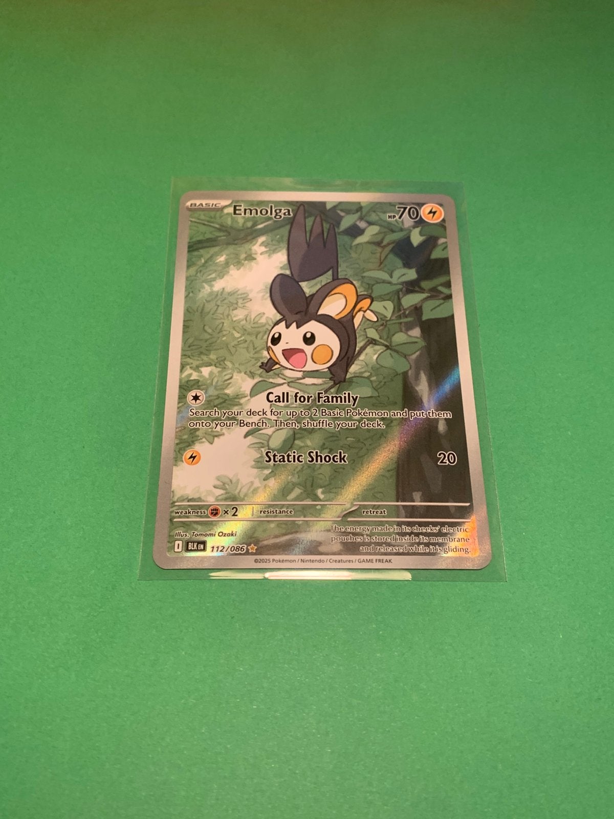 Emolga (BLK 112), Hobby en Vrije tijd, Verzamelkaartspellen | Pokémon, Ophalen of Verzenden, Zo goed als nieuw, Losse kaart, Foil