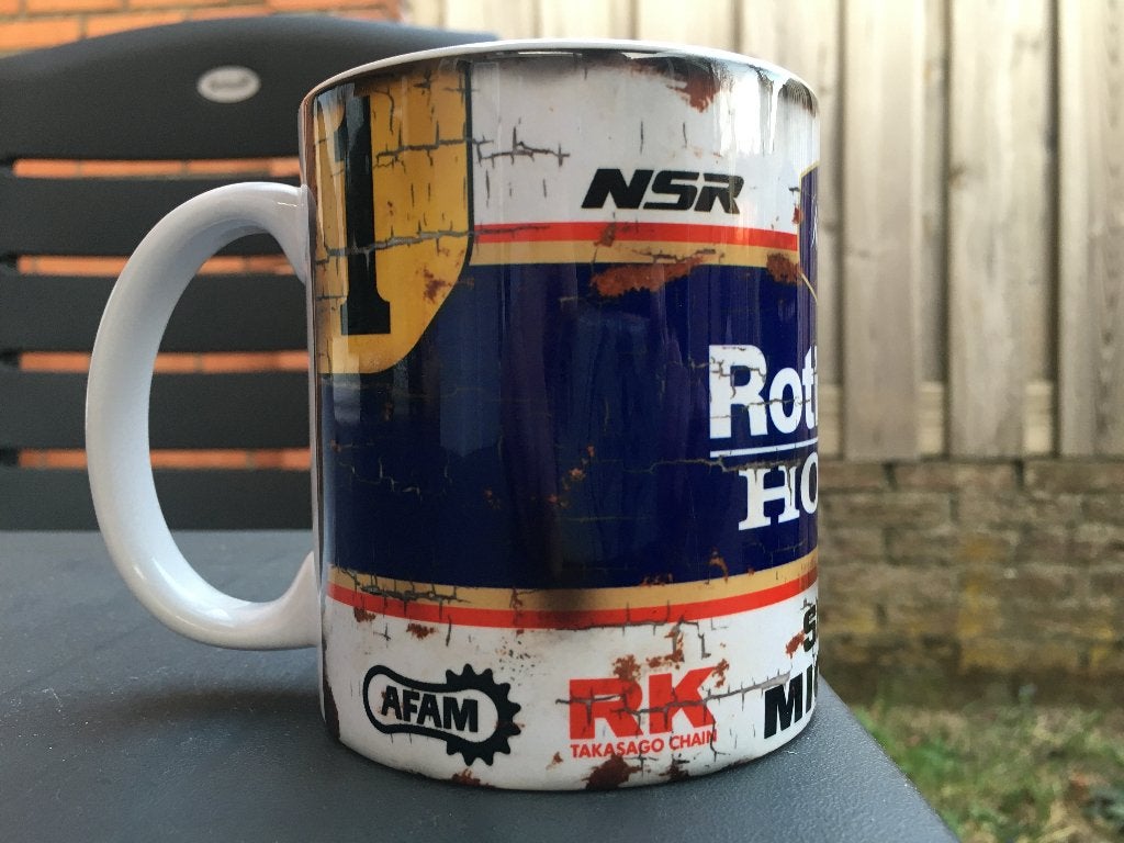 ✅ Eddie Lawson Rothmans Honda mok Vintage olie Motorsport, Ophalen of Verzenden, Nieuw, Motoren