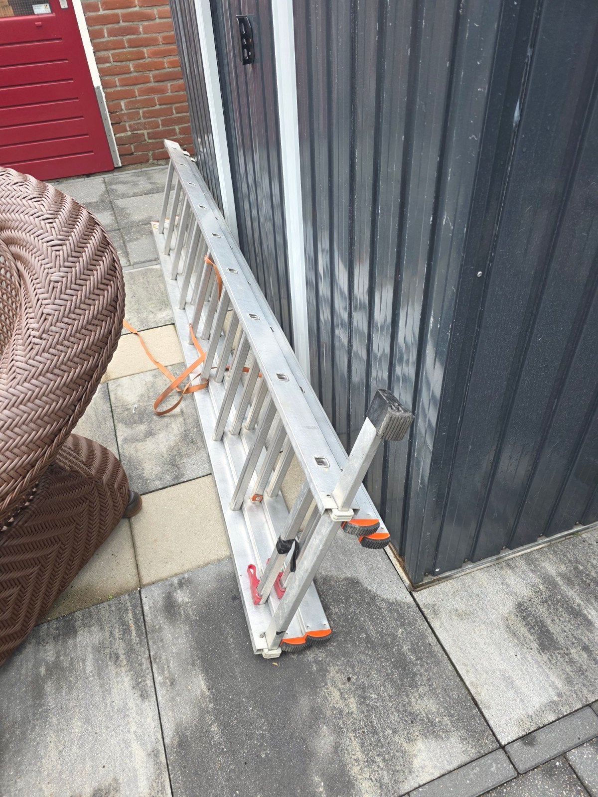 Uitschuifladder 3 delig 3 x 9 treden, Doe-het-zelf en Verbouw, Ophalen, 4 meter of meer