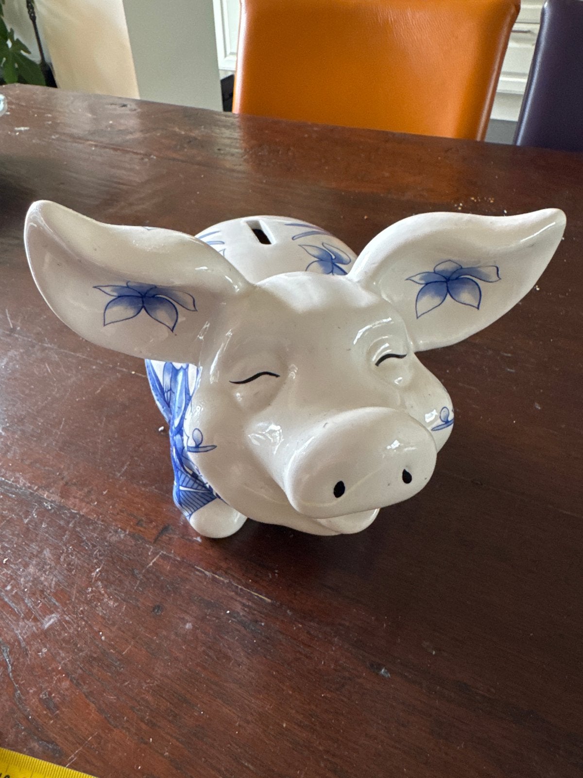 Delfts Blauw Spaarvarken - Keramiek met Vogeldecoratie, Ophalen of Verzenden, Zo goed als nieuw, Steen, Aardewerk of Keramiek