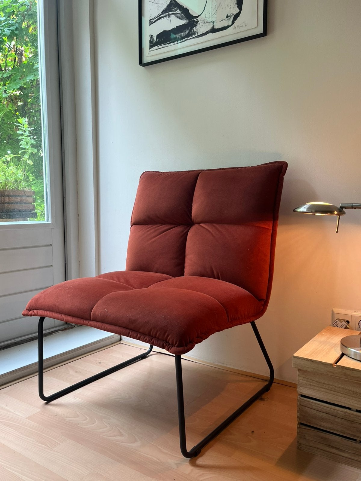 Stoel / fauteuil terracotta kleur, Ophalen, Zo goed als nieuw, 75 tot 100 cm, 50 tot 75 cm