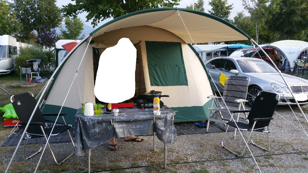 Zeer nette katoenen tent 6 persoons model Firino, Caravans en Kamperen, Tenten, Ophalen, Zo goed als nieuw, Tot en met 6
