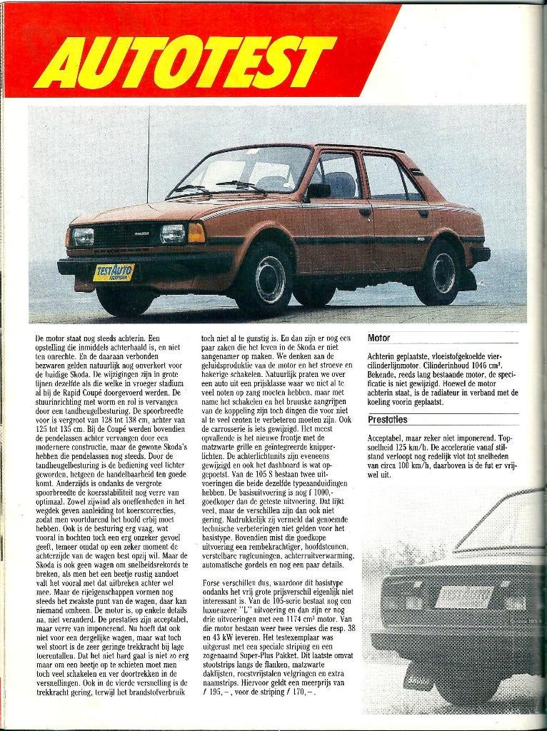 Autokampioen test Skoda 105 S 1984, Ophalen of Verzenden, Gelezen, Overige merken