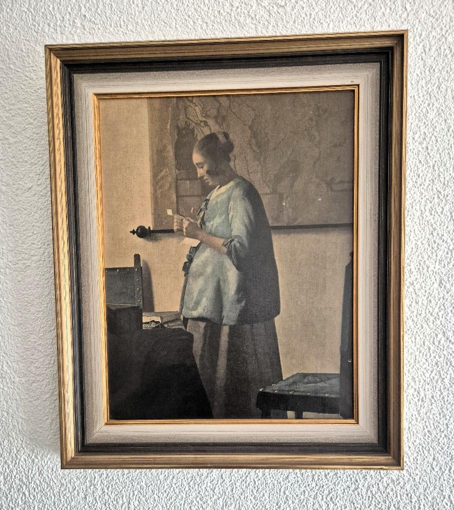 Brieflezende vrouw in het blauw van J. Vermeer, Antiek en Kunst, Kunst | Schilderijen | Klassiek, Ophalen