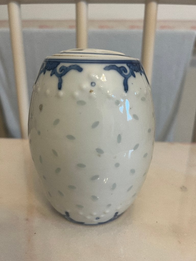 Vintage Chinese porseleinen thee-/ voorraadpot , blauw-wit, Blauw, Ophalen of Verzenden, Steen/keramiek, Oosters