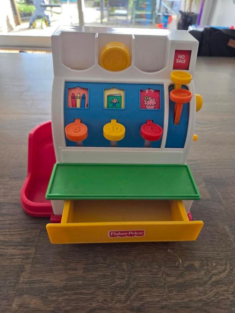 Fisher Price Kassa met 1 munt - Speelgoedkassa, Ophalen of Verzenden, Gebruikt, Jongen of Meisje