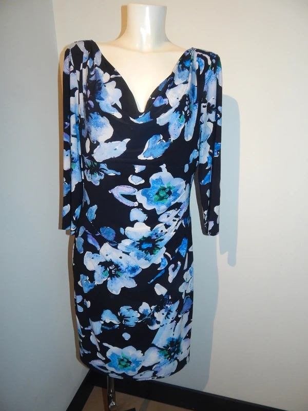 Ralph Lauren prachtige stretch jurk bloemen print mt 14/42, Kleding | Dames, Maat 42/44 (L), Zo goed als nieuw, Knielengte, Ralph Lauren
