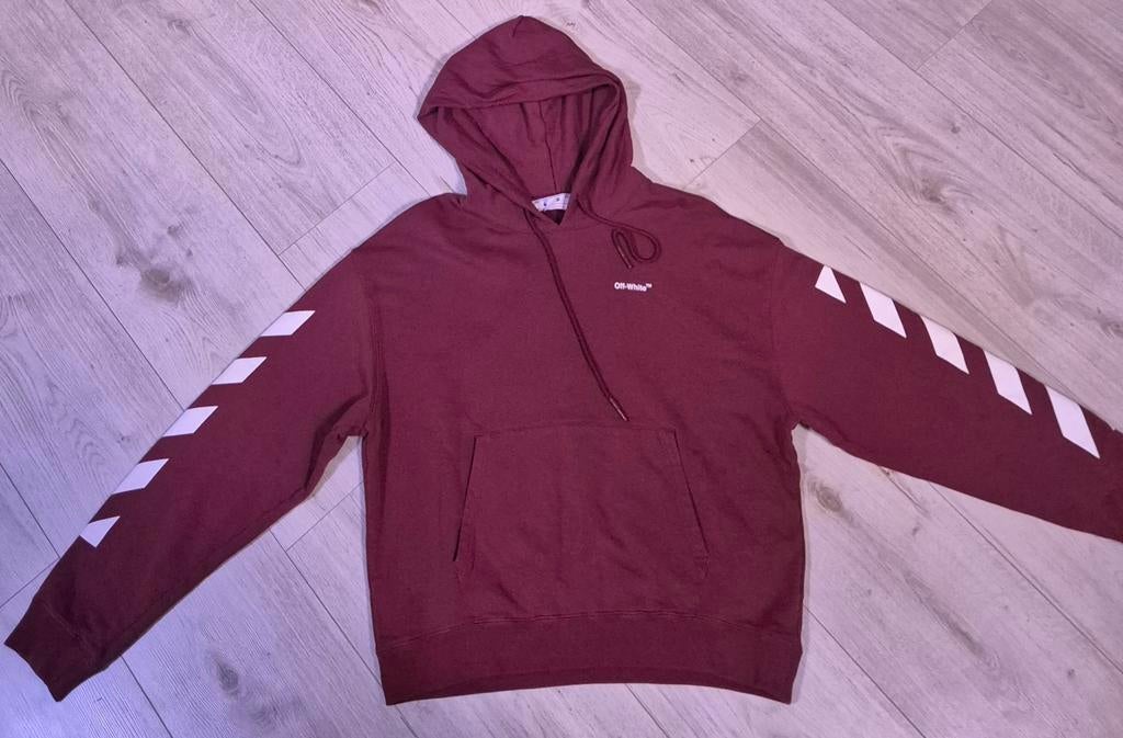 Off-White Hoodie Bordeauxrood en korte broek, Kleding | Heren, Truien en Vesten, Off-White, Overige kleuren, Maat 56/58 (XL), Ophalen of Verzenden