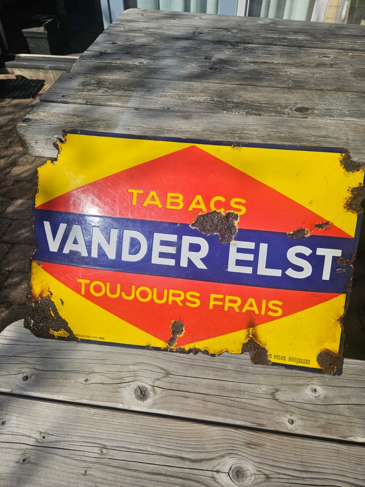 Emaille Bord Vander Elst Tabacs 1932 emaillerie Belge, Antiek en Kunst, Ophalen of Verzenden