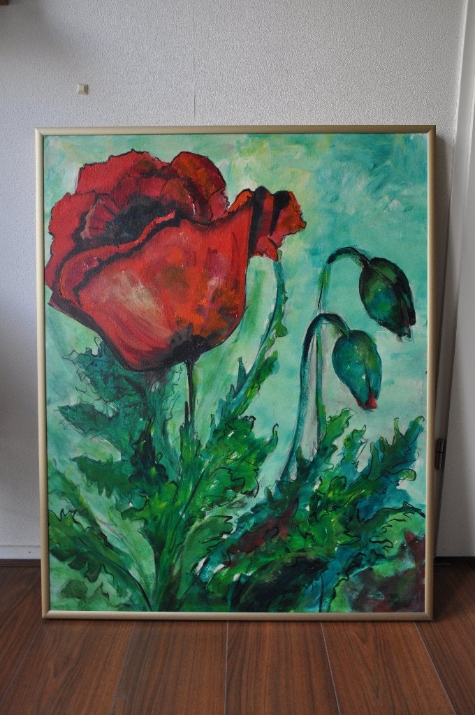 Groot schilderij van klaproos door Anke Peddemors, Antiek en Kunst, Kunst | Schilderijen | Modern, Ophalen