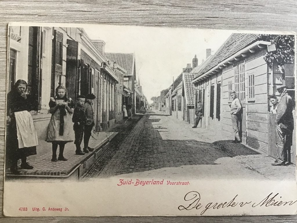 Oude Ansichtkaart Zuid-Beijerland Voorstraat (1902), Ophalen of Verzenden, Voor 1920, Gelopen, Zuid-Holland
