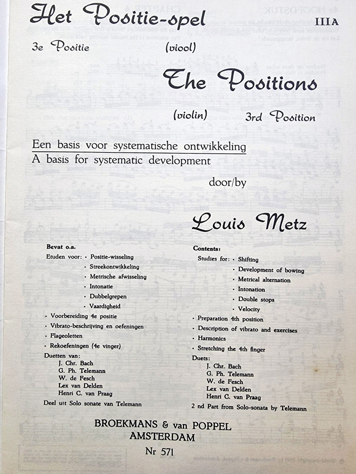 Het Positie-spel (viool) - Louis Metz - 3e positie V48, Gebruikt, Verzenden, Klassiek, Les of Cursus