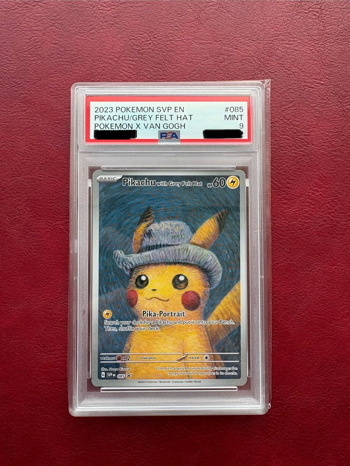 Van Gogh Pikachu With Grey Felt Hat SVP 085 PSA9 Mint, Ophalen, Zo goed als nieuw, Booster
