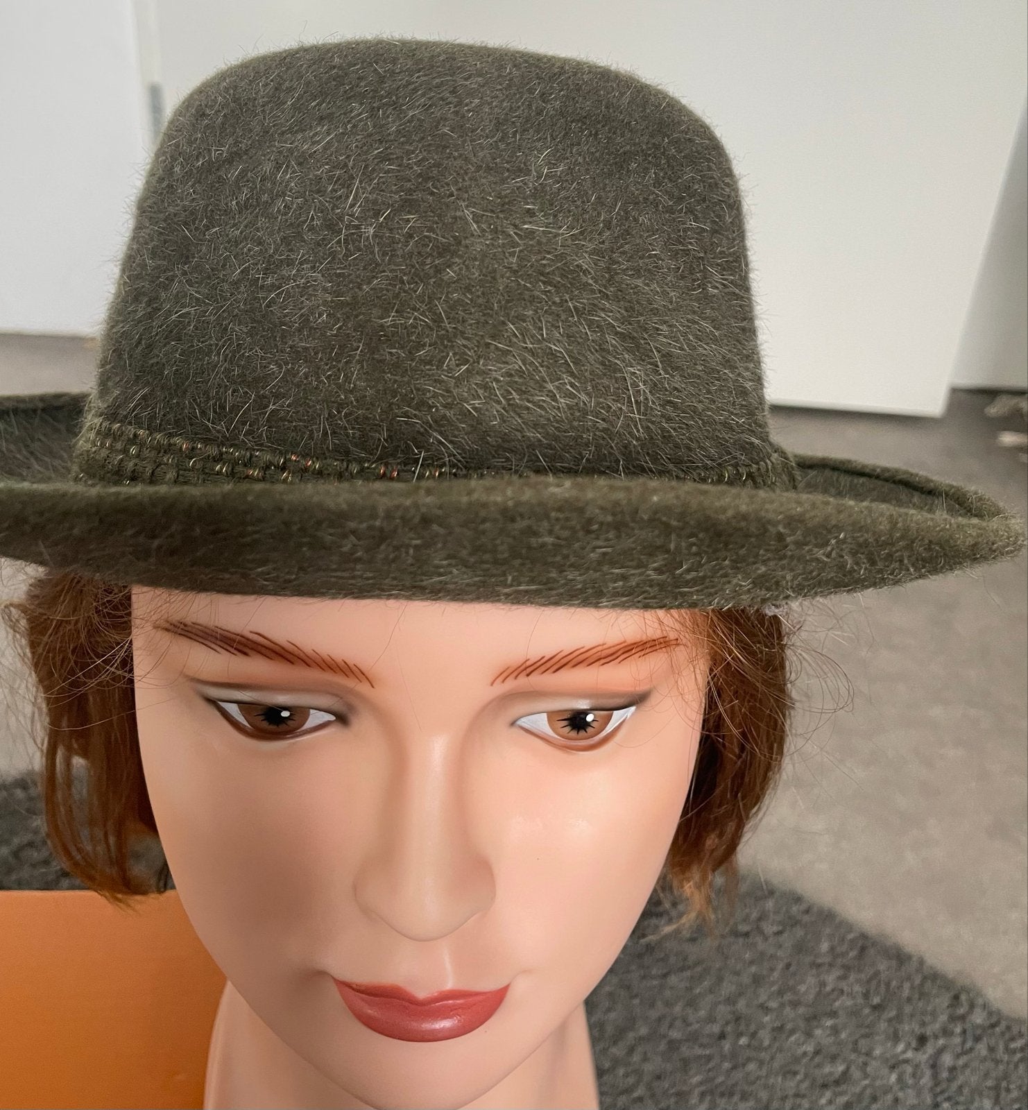 Vintage Paramount Hoed - Groen Vilt - Maat M/L, Kleding | Dames, Hoeden en Petten, Ophalen of Verzenden, Zo goed als nieuw, Hoed