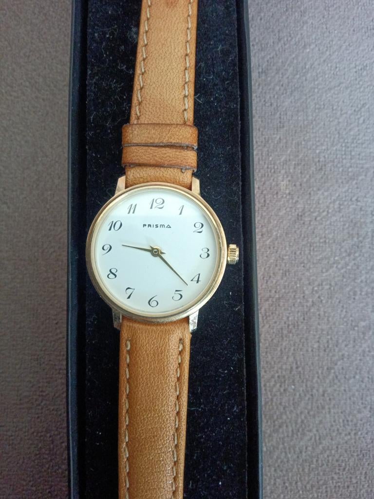 Prisma Dames Horloge met Leren Bandje in Verpakking, Overige merken, Overige materialen, Polshorloge, Ophalen of Verzenden