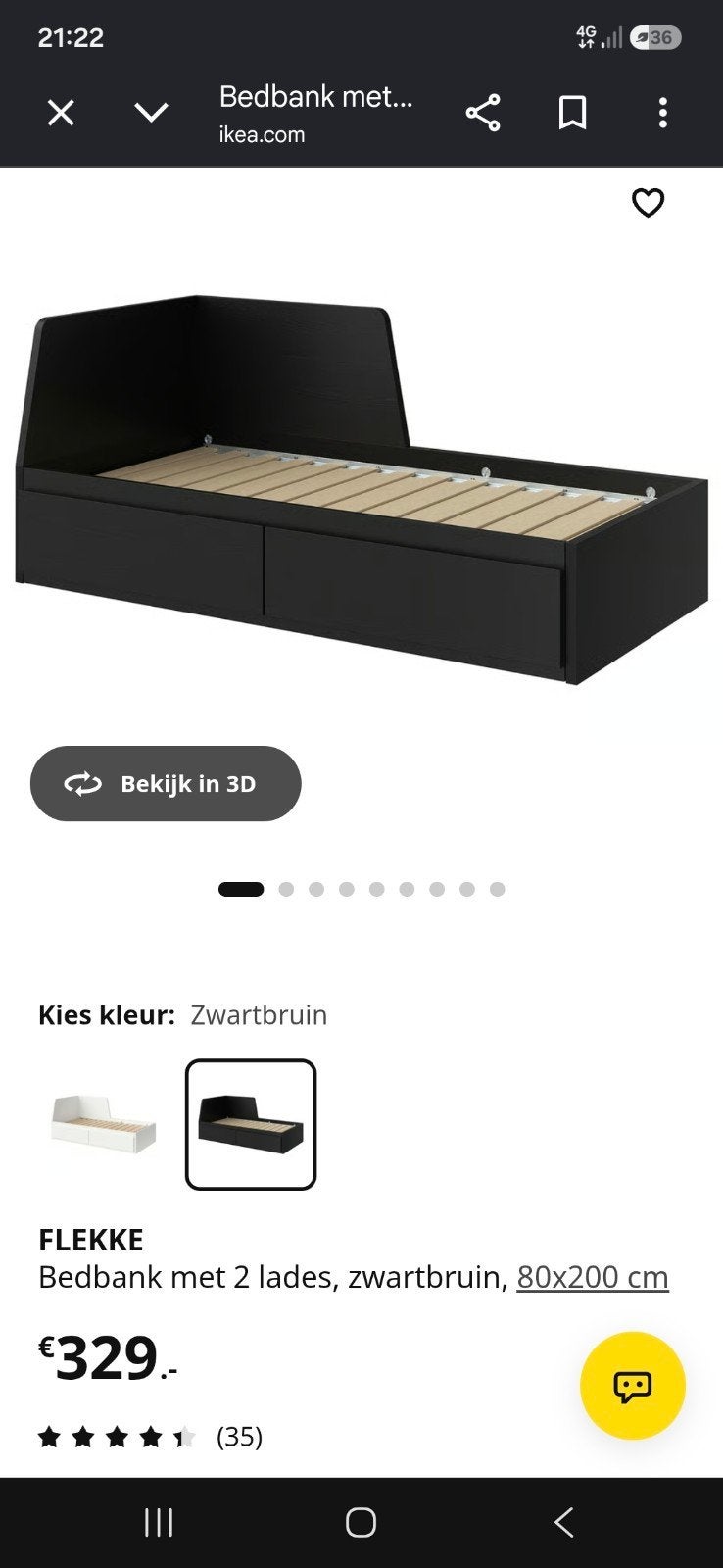IKEA FLEKKE Bedbank met 2 lades en 2 matrassen, Wit, Tweepersoons, Ophalen of Verzenden, Zo goed als nieuw