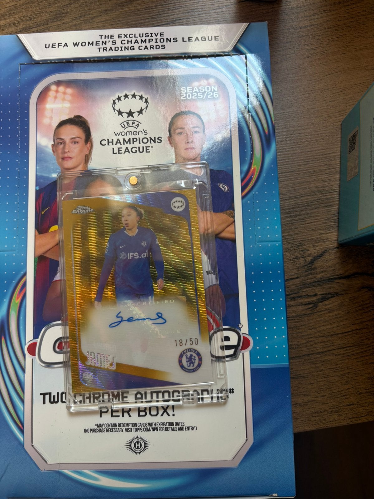 Lauren James Gold Auto Relic /50 Topps Chrome UWCL 2025/26, Ophalen of Verzenden, Nieuw