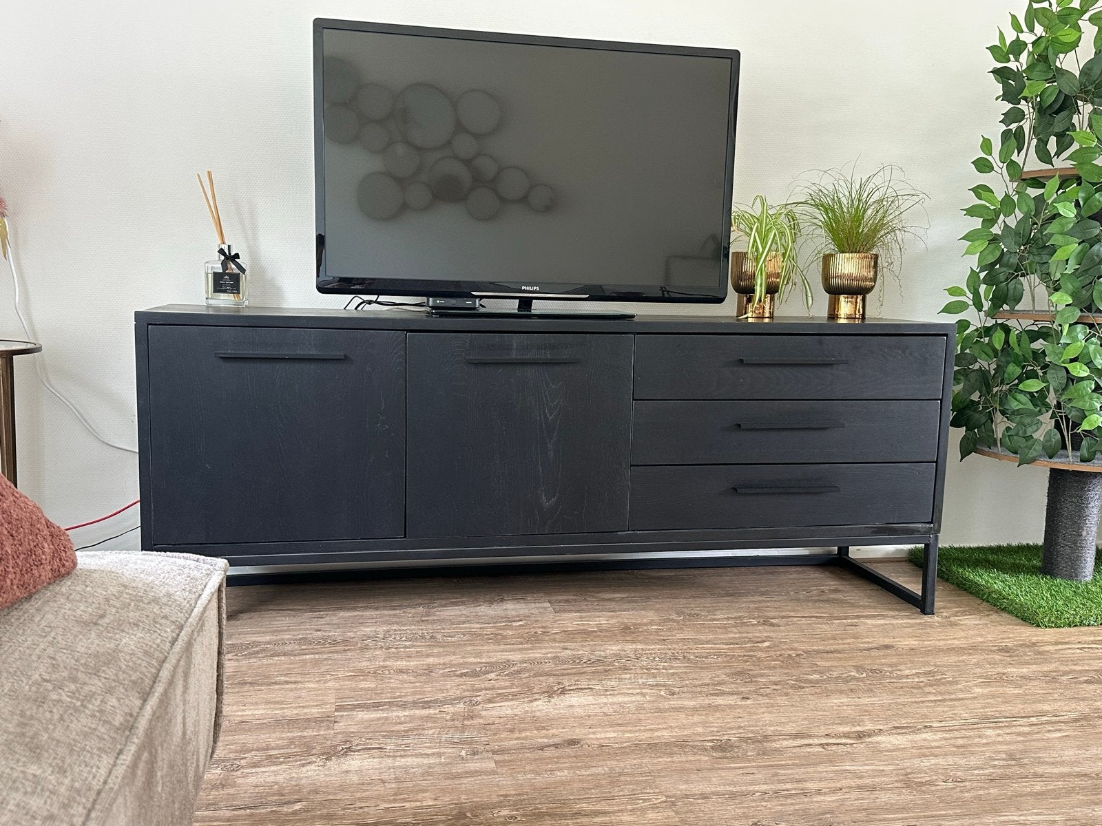 Zware Hummel Haulerwijk dressoir/tv-meubel - Zwart, Huis en Inrichting, Ophalen, Gebruikt, 150 tot 200 cm, Met lade(s)