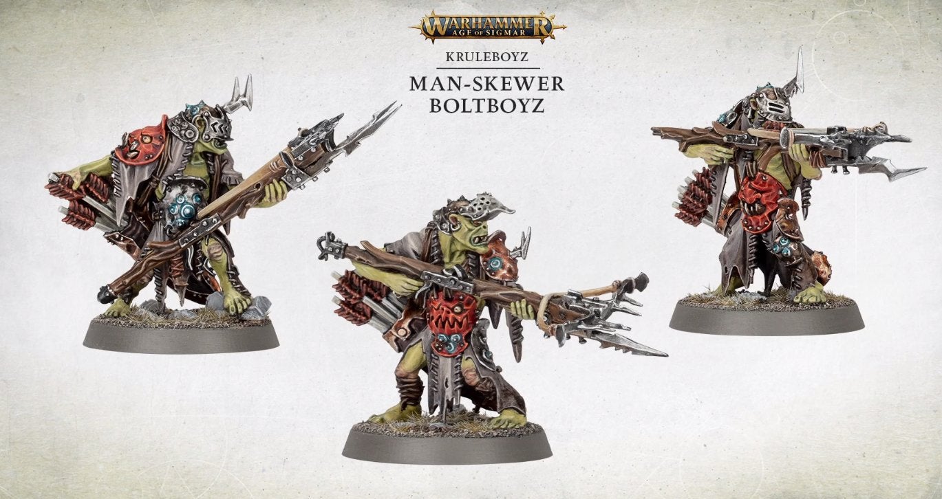 3 Man-skewer boltboyz on sprue AOS, Hobby en Vrije tijd, Wargaming, Ophalen of Verzenden, Zo goed als nieuw, Warhammer, Figuurtje(s)