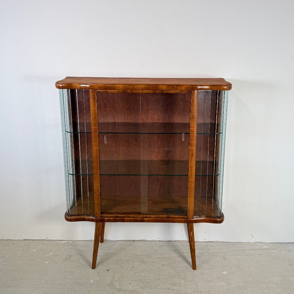 Vintage Vitrinekast 'Helena' – Art Deco Stijl, Met deur(en), 100 tot 150 cm, Overige houtsoorten, Ophalen of Verzenden