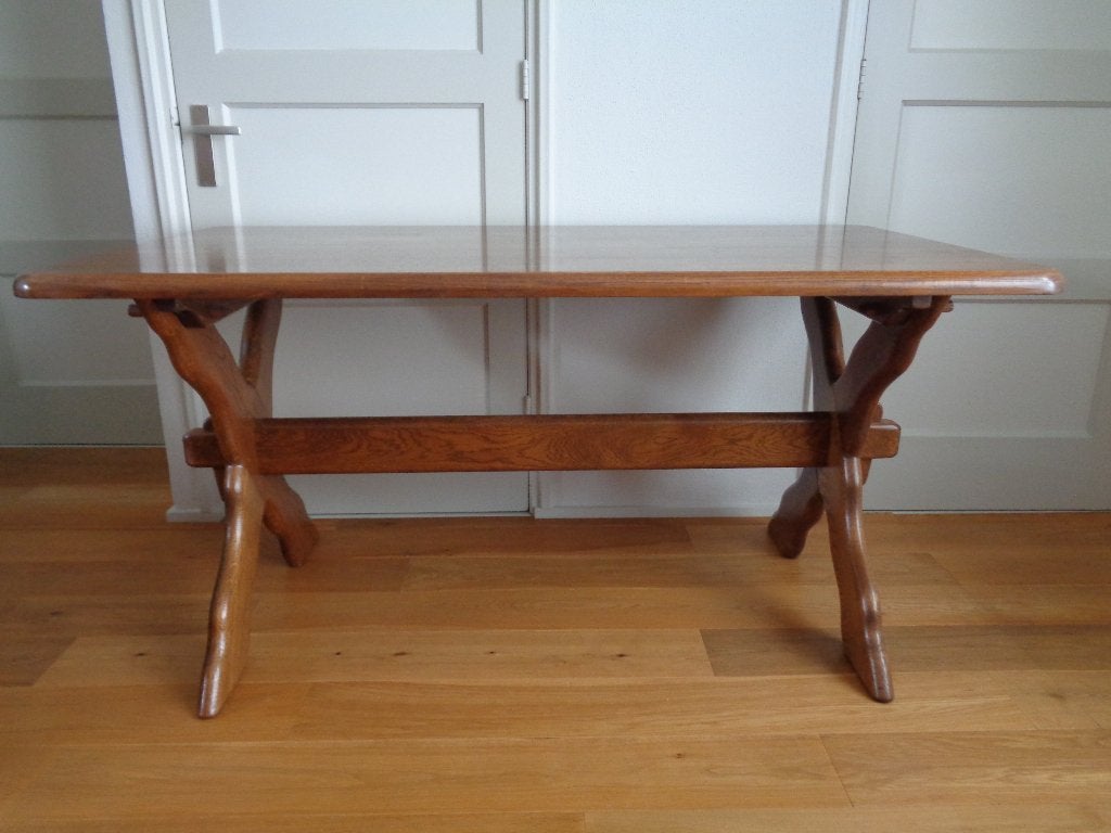 EIKENHOUTEN EETTAFEL - MEUBELFABRIEK OISTERWIJK, Ophalen, Gebruikt, Eikenhout, 200 cm of meer
