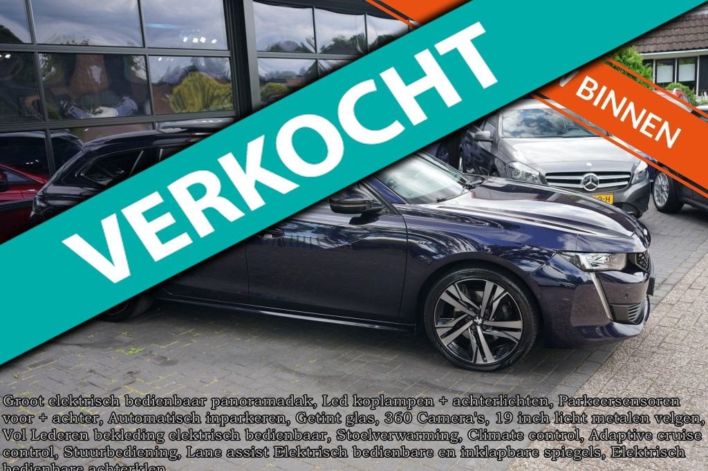 Peugeot 508 SW 1.6 PureTech GT Line Panodak, Leder, 360 Came, Auto's, Gebruikt, 4 cilinders, Blauw, Automatische klimaatregeling