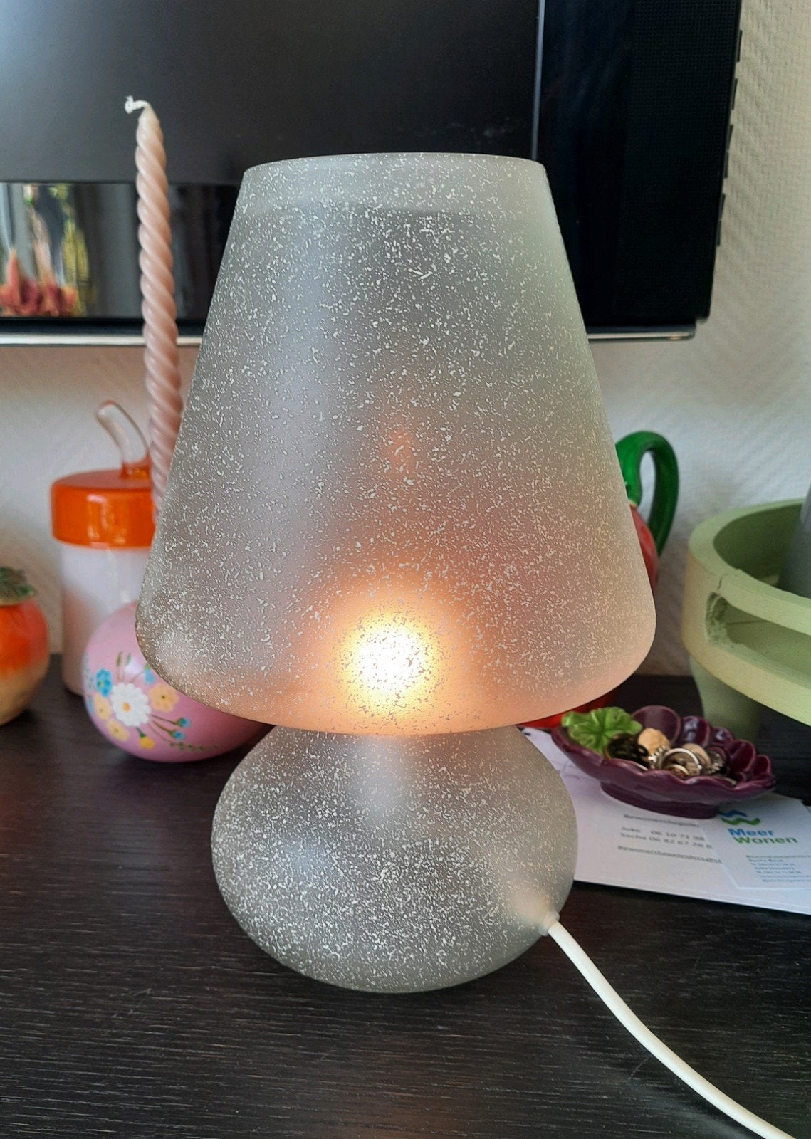 Mushroom paddenstoel tafellamp,lees de beschrijving, Meerkleurig, E14 (klein), Ophalen of Verzenden, Glas