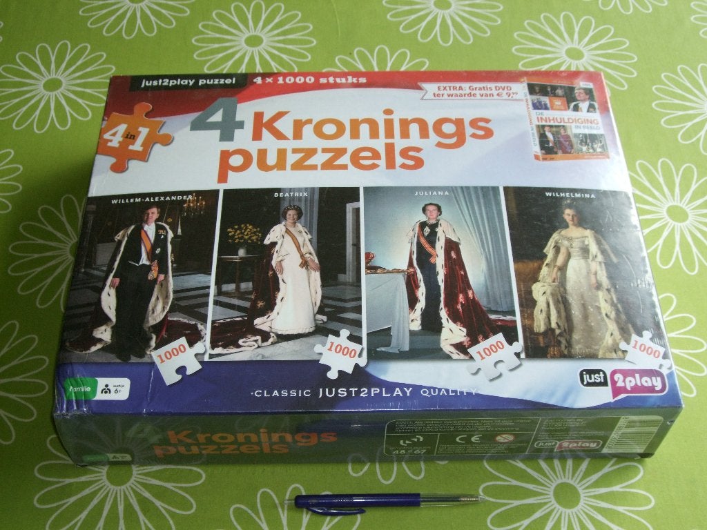 Nieuw in seal: 4x Kroningspuzzels á 1000 St + DVD met deukje, Ophalen of Verzenden, 500 t/m 1500 stukjes, Zo goed als nieuw, Legpuzzel