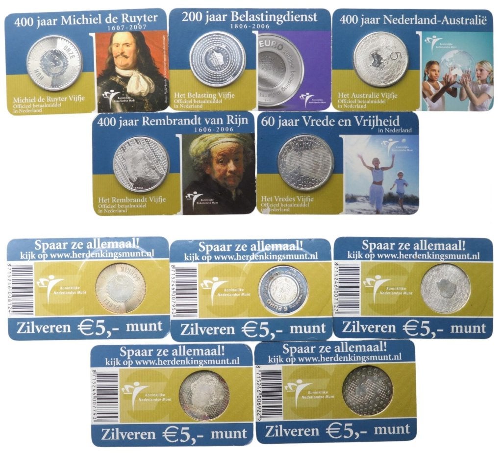 Verzameling Coincards €5 Beatrix 2005-2007 – Zilver, Ophalen of Verzenden, Koningin Beatrix, Euro's, Zilver