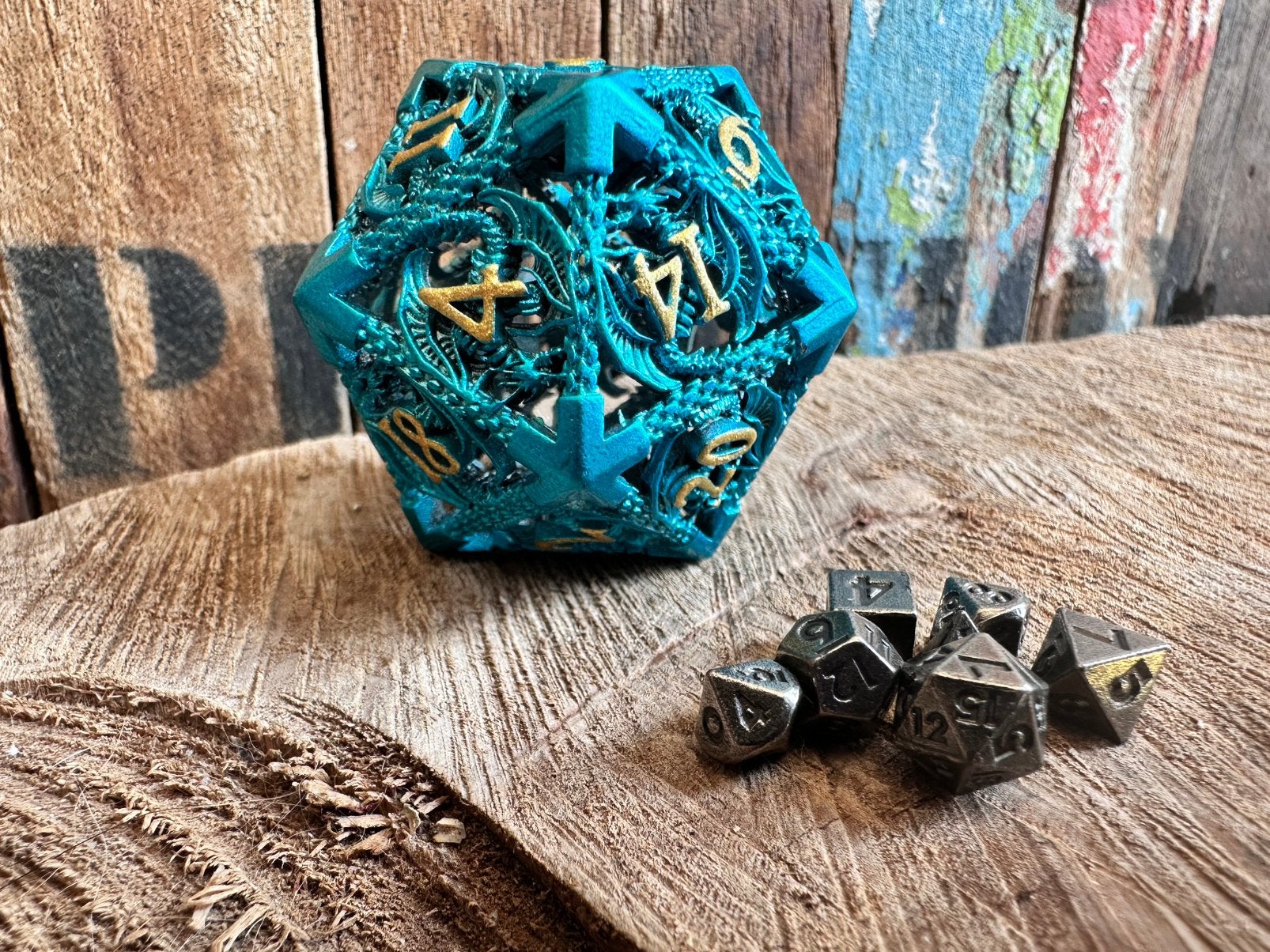 DND dice / XL dobbelsteen / blauw / reisset / RPG / Metal, Hobby en Vrije tijd, Wargaming, Ophalen of Verzenden, Nieuw