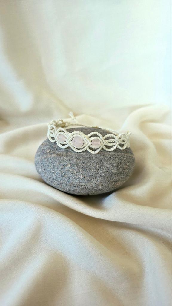 Zomers boho armbandje met rozenkwarts, Ophalen of Verzenden, Nieuw, Roze, Overige materialen