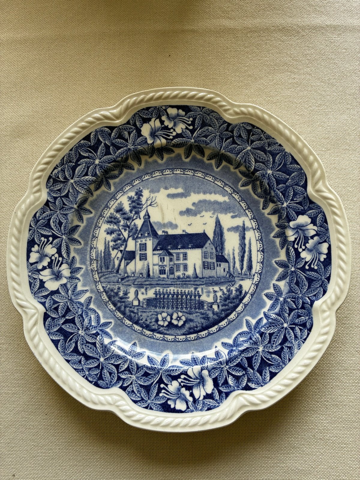 Petrus Regout Maastricht Rijkholt bord - Blauw/Wit, Ophalen