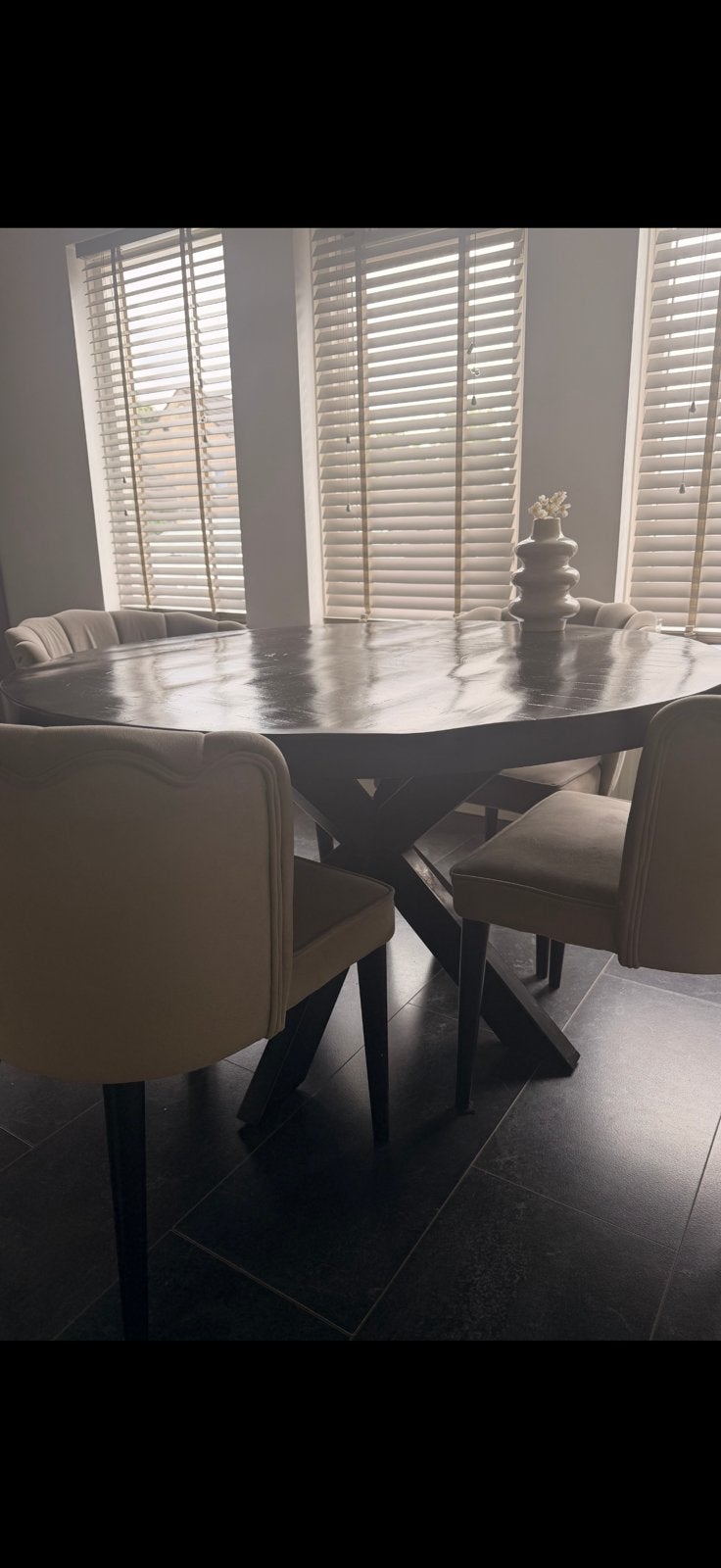 Mangohouten eettafel zwart 130cm, Ophalen, Zo goed als nieuw, Rechthoekig, 50 tot 100 cm