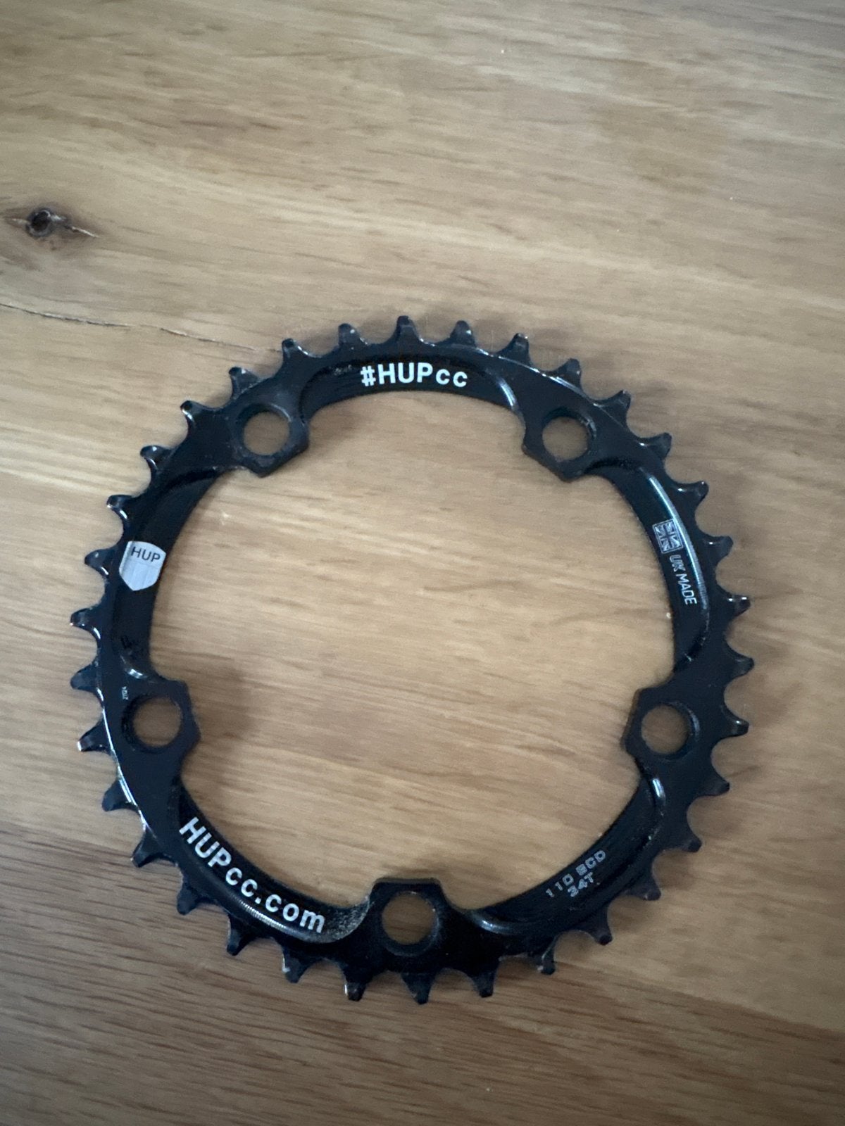 HUPcc Kettingblad 34T 5 Bouts 110 BCD - Ideaal voor klimmen, Gebruikt, Ophalen of Verzenden, Derailleur of Ketting, Aluminium