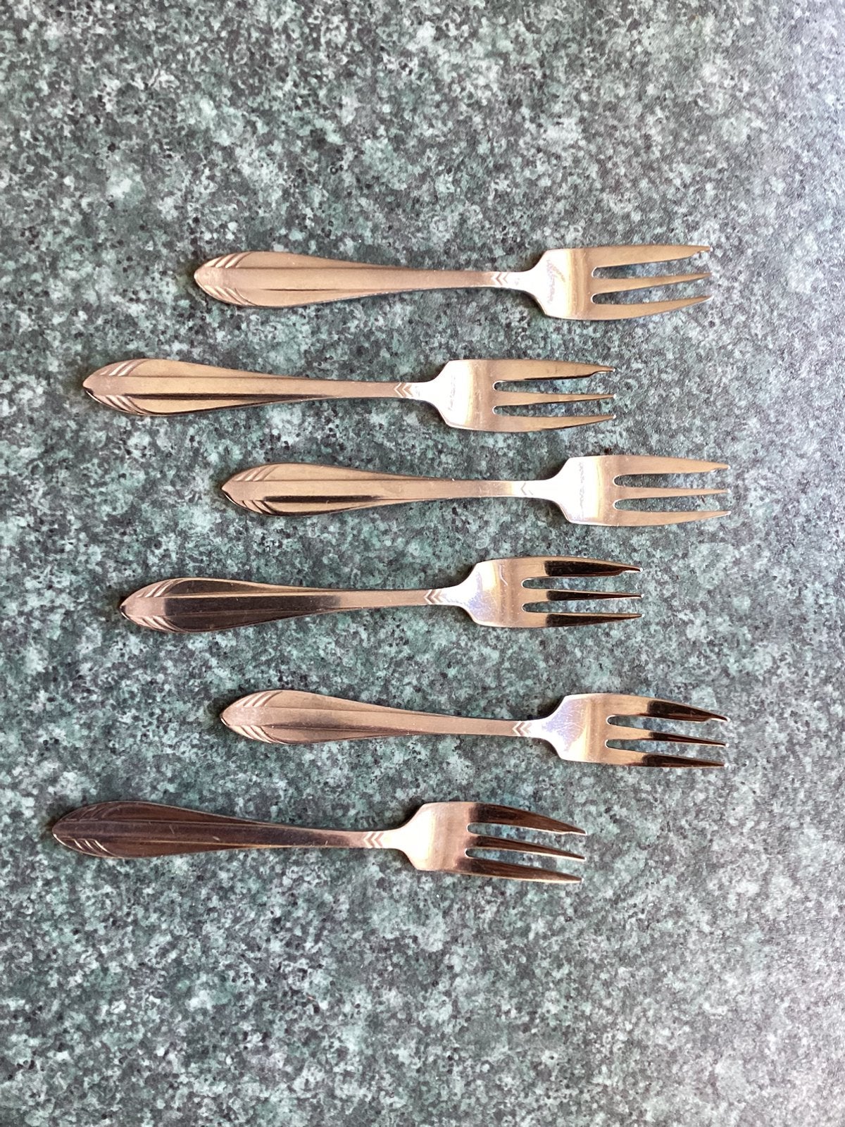 6 Gero Zilmeta vorkjes. Model visgraat 581., Huis en Inrichting, Keuken | Bestek, Gero, Gebaksvork, Los bestek, Nieuw
