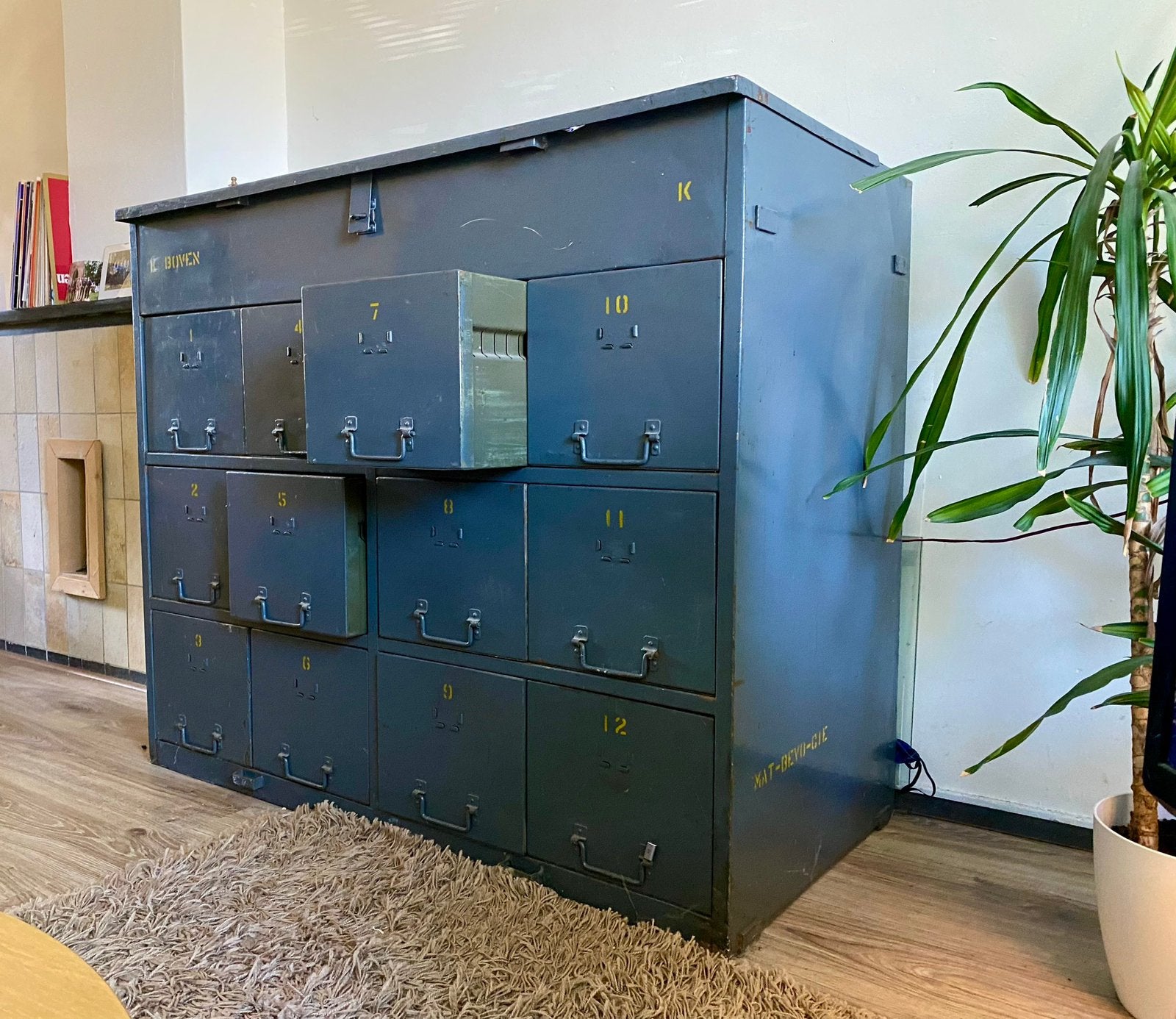 Industriële metalen archiefkast, Ophalen, Gebruikt, Leger, 100 tot 150 cm
