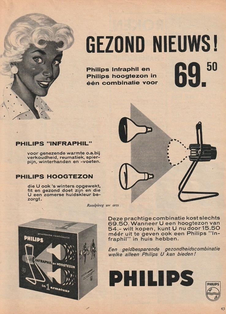 Retro reclame 1960 Philips hoogtezon gezond nieuws, Verzamelen, Retro, Verzenden, Overige typen