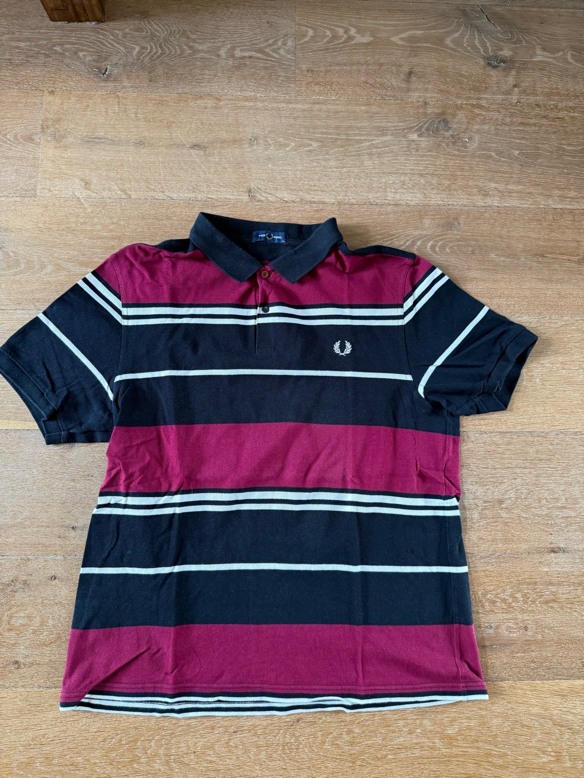 Fred Perry Polo Shirt - Zwart, Rood & Wit Gestreep, Ophalen of Verzenden, Zo goed als nieuw, Overige maten, Zwart