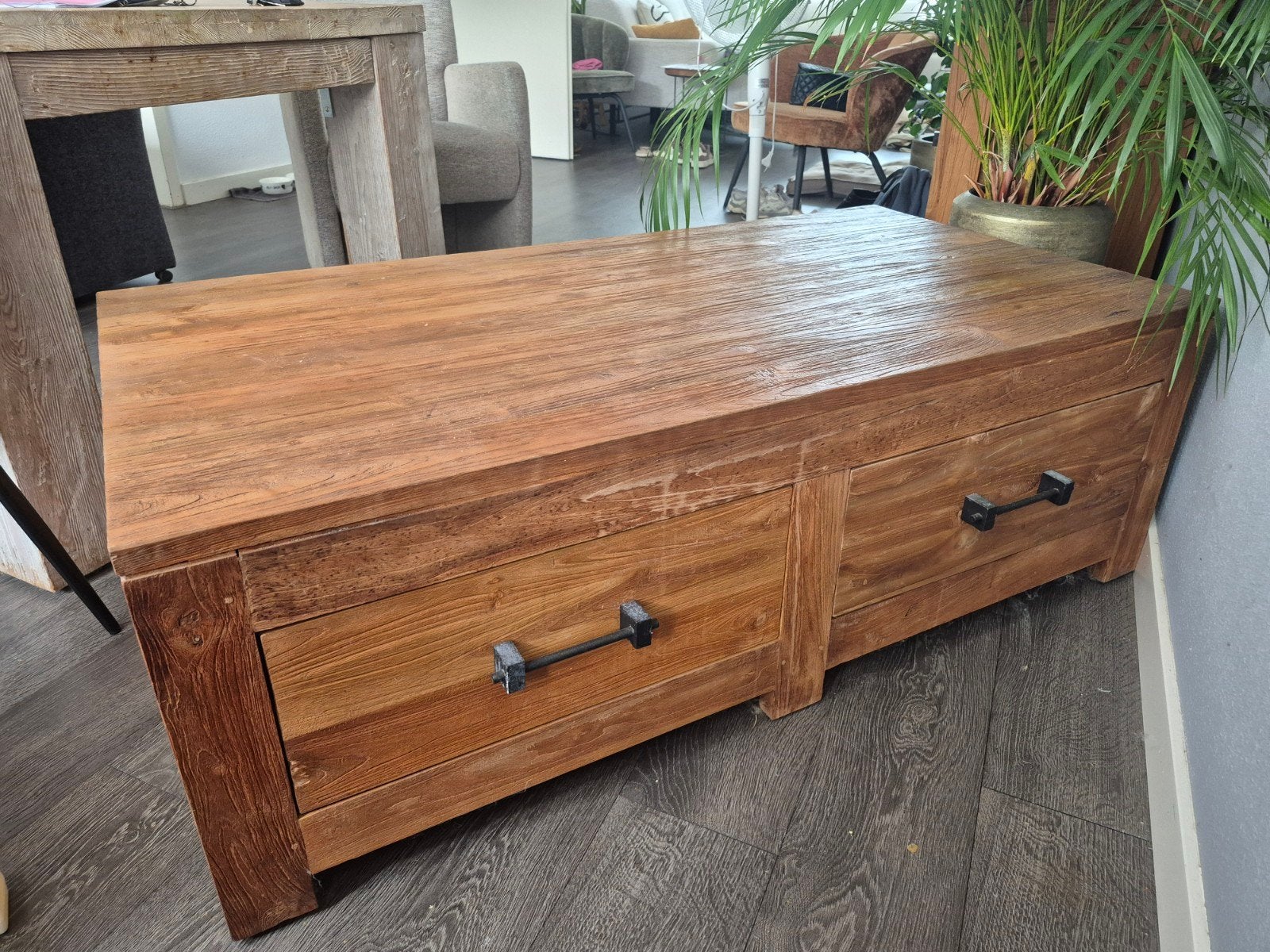 Salon tafel teak, Huis en Inrichting, Ophalen, Zo goed als nieuw, 25 tot 50 cm, 50 tot 100 cm