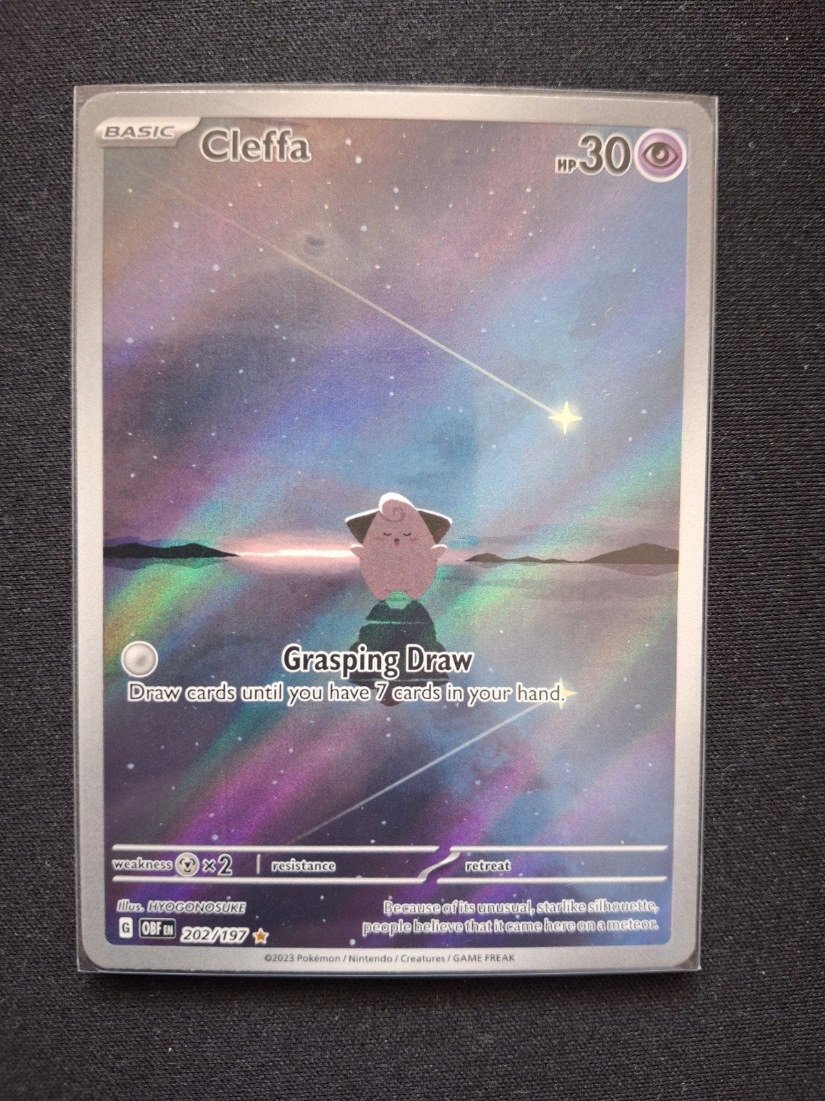Cleffa Obsidian Flames Pokémon kaart 202/197, Ophalen of Verzenden, Zo goed als nieuw, Losse kaart, Foil