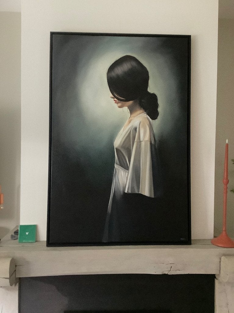 Olieverf schilderij 120x80 inclusief baklijst, Ophalen, Handgeschilderd, Olieverf, Portret