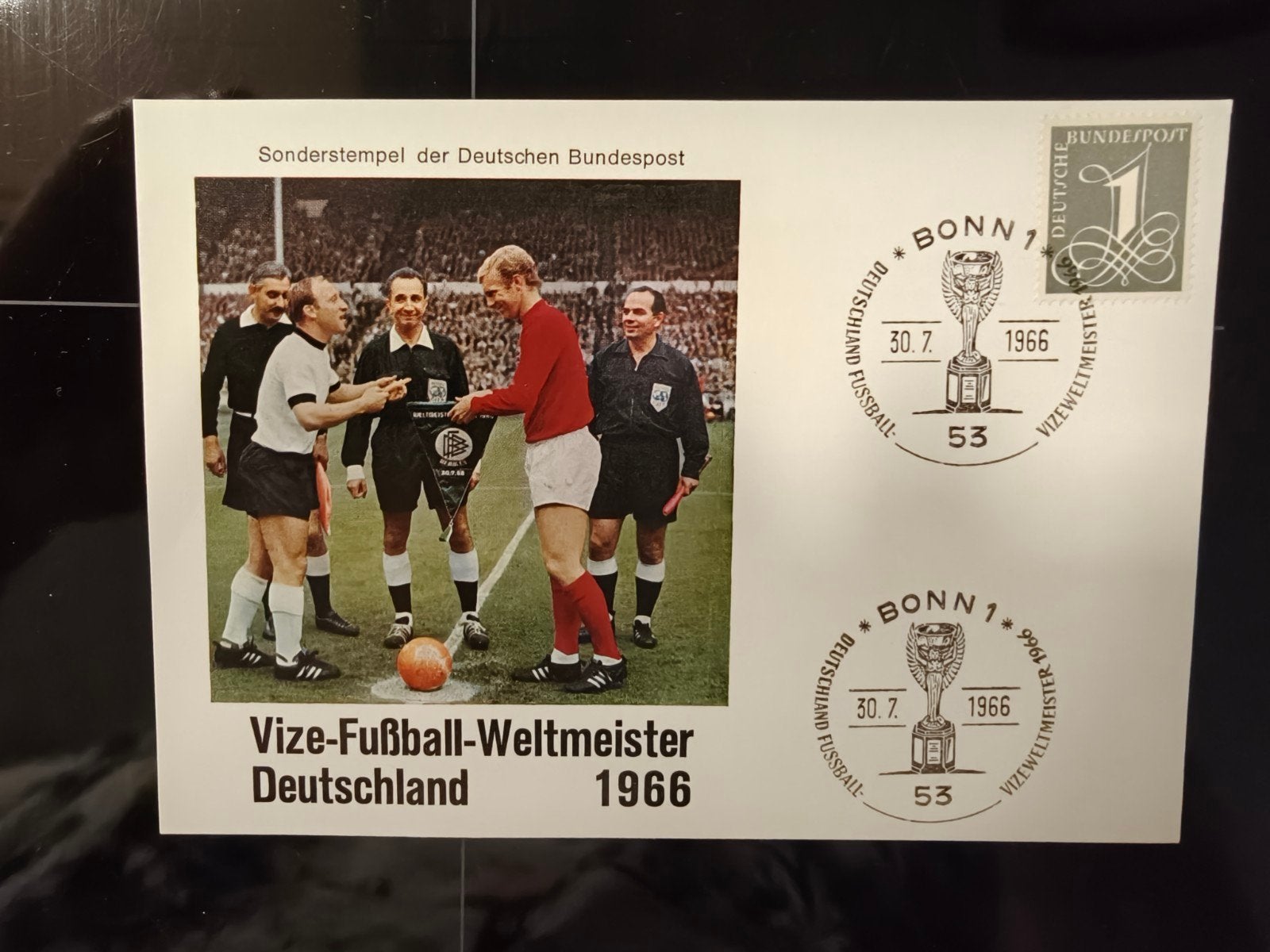 Speciale kaart en postzegel WK voetbal 1966, Postzegels en Munten, Postzegels | Europa | UK, Ophalen, Gestempeld