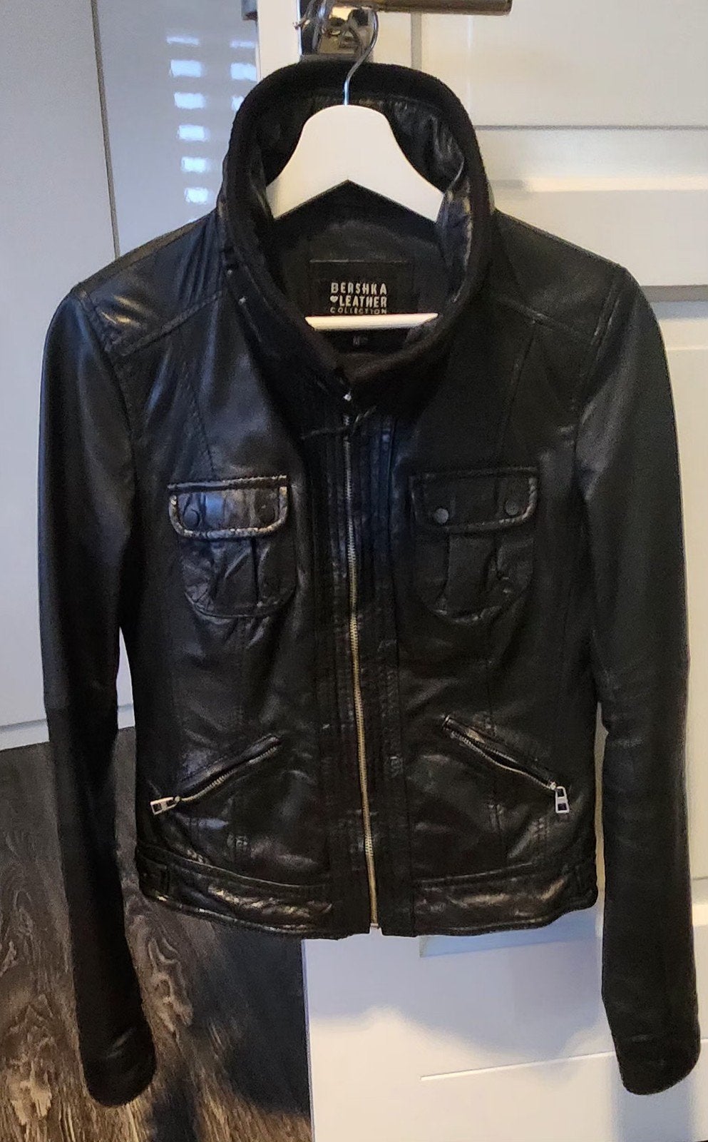 Leren jas (biker), Kleding | Dames, Maat 38/40 (M), Zwart, Gedragen, Bershka