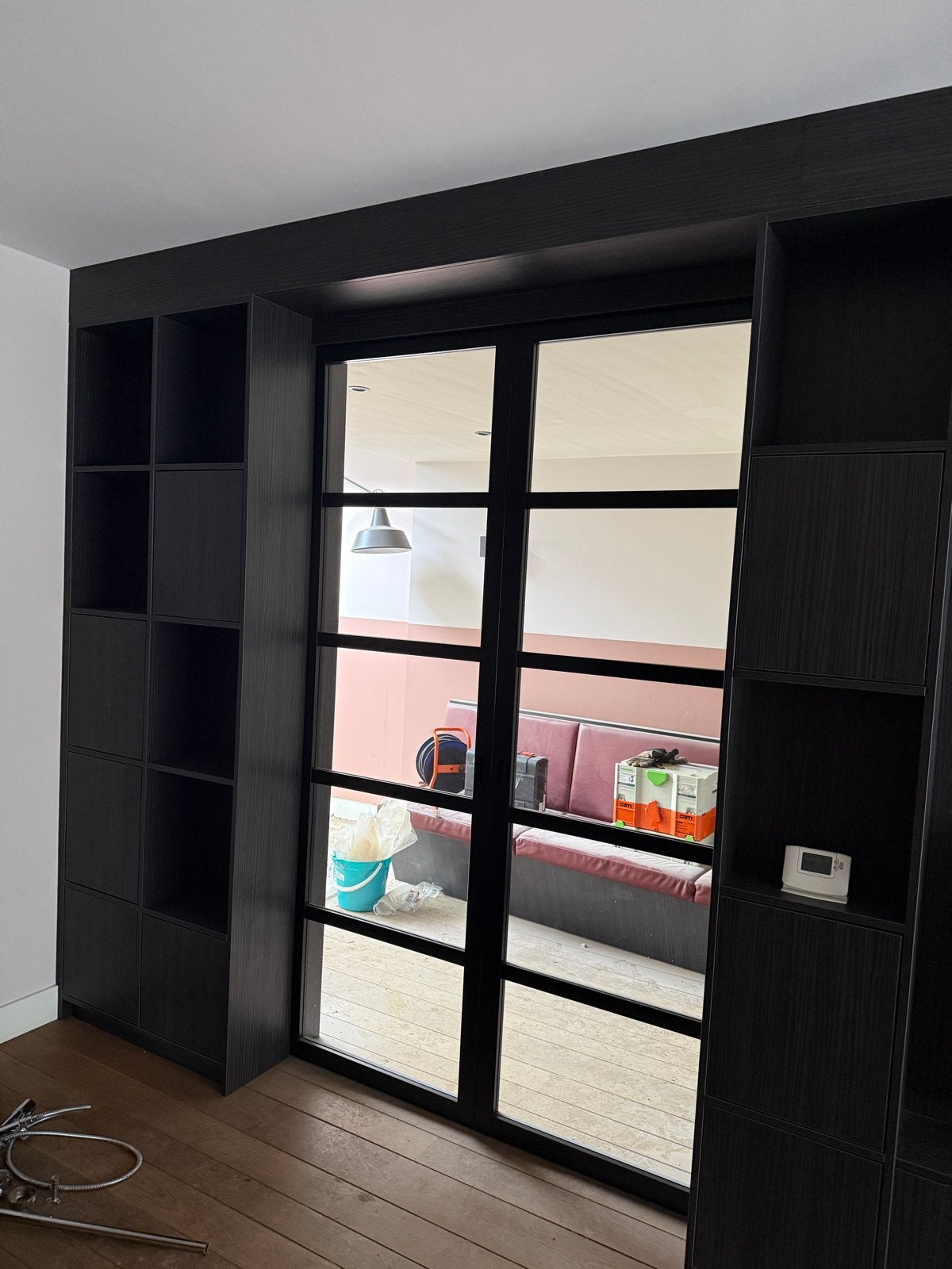 Ensuite schuifdeuren 231x73 cm - Zwart met glas, Doe-het-zelf en Verbouw, Deuren en Horren, Ophalen, Minder dan 80 cm, 215 cm of meer